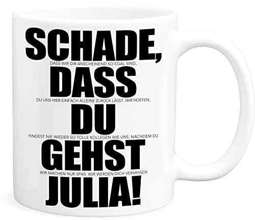 Schade dass du gehst Tasse Personalisiert zum Abschied Kollegin Kollege Jobwechsel Lustiges Abschiedsgeschenk Arbeitskollegin