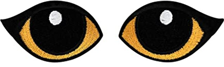 Urbanski Patch 2 süße Katzenaugen (1 Paar) in Orange zum Aufbügeln 3,6 x 5,5 cm | Aufnäher Applikation Bügelbild