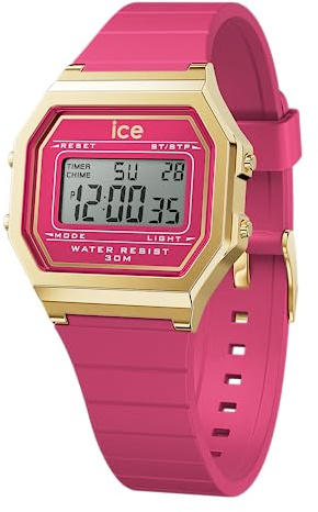 ICE-WATCH - Ice Digit Retro Raspberry Sorbet - Rote Damenuhr mit Plastikarmband - 022050 (Small)
