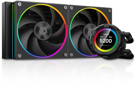 ID-COOLING SL240 CPU Liquid Cooler with Display, Customizable 2.1 LCD Display for Images or Performance Metrics, 240mm AIO Cooler, Dual AF127 ARGB Fans, Fits Intel/AMD