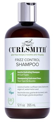CURLSMITH Frizz Control Shampoo - Frizz-Fighting Shampoo for Curls, Removes Build-Up, For All Curl Types, Vegan & Cruelty Free (12 oz)