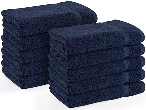 Utopia Towels - Set Premium di 10, Asciugamani Per Ospiti, 30 x 50 cm Asciugamani Per Viso e Mani Con Gancio, Asciugamani Per Bidet Altamente Assorbenti, 100% Cotone (blu navy)