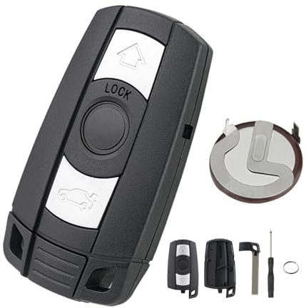 3-Knopf Schlüsselgehäuse Ersatzschlüssel mit VL2020 Batterie für BMW E87 E81 E90 E71 E53 E60 E61 E64 E84 E89 E92 Serie 1 2 3 5 6 X1 X5 BMW schlüssel (VL2020 90Grad )