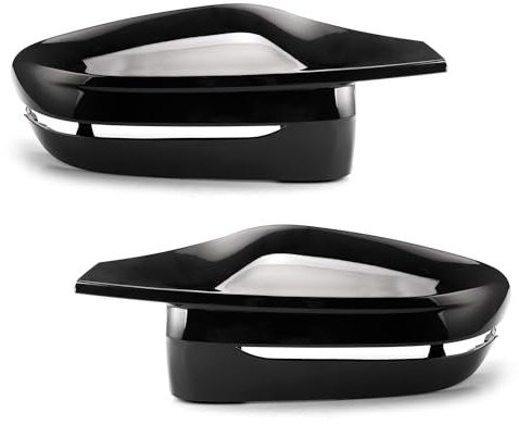Asasytal Coques de Rétroviseurs pour Voiture, Porte Latérale Aile Rétroviseur ABS Compatible avec G20 G21 G28 G22 G23 G30 G38 G11 G12 G15 G16 Gouvernail Gauche Uniquement, Noir brillant, 1 Paire