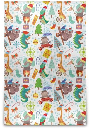 Cobija con diseño de animales salvajes de Navidad, cómoda, ultrasuave, de franela de forro polar de 60 x 90 pulgadas para cama de picnic