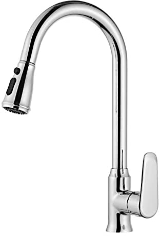TEmkin Küchenarmatur mit herunterziehbarer Brause, Einhebelmischer für heißes und kaltes Wasser mit 2 Auslaufmodi, um 360° drehbarer Küchenspüle-Wasserhahn, Küchenspüle-Wasserhahn für HEI