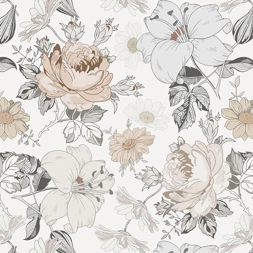 Timeet Selbstklebende Tapete Blumen Klebefolie Blumig 40x300cm Möbelfolie Tapete Selbstklebend Wandverkleidung Vinyl Wandpapier Dekorfolie für Wohnzimmer Schlafzimmer Küche Wand Möbel
