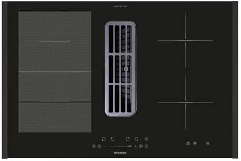 Oranier Flexx-Kochfeld 80 cm Induktion KFA490 - autarkes Induktionskochfeld mit Abluft-Umluft Kochfeldabzug inkl. schwarze Kochfeld-Seitenleisten