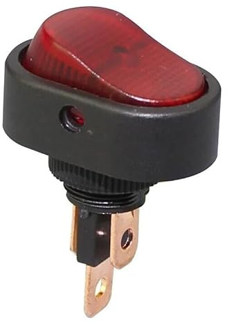 Kfz-Wippschalter 12V 20A, mit roter LED, Lochmontage 20mm, EIN/AUS 2 Stellungen 3-polig für PKW LKW Boote ASW-20D-3