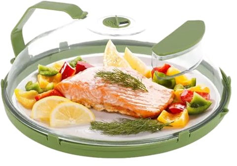 Mikrowellen Abdeckung - Abdeckhaube Mikrowelle 26cm | Mikrowellen Spritzschutz Mit Wasserdampfer Und Griff | BPA-frei Mikrowellen Spritzschutzabdeckung | Transparente Abdeckung Für Mikrowellenteller