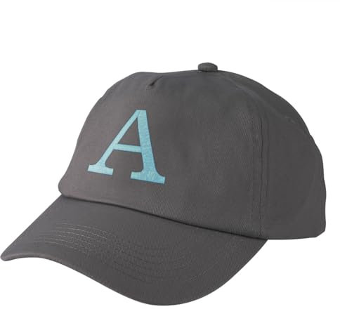 Striefchen® Graues Kinderbasecap mit persönlicher Initiale Bestickt, Verschiedene Stickfarben (DE/NL/SE/PL, Alphanumerisch, Einheitsgröße, Rosa)