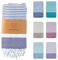 MOMOMUS Fouta de Plage XXL ou Tapis de Plage Anti Sable Élégant - Spacieux, à Franges, à Rayures - Couverture pour Pique Nique sans Sable ou Drap de Plage XXL- Violet, 210x240 cm