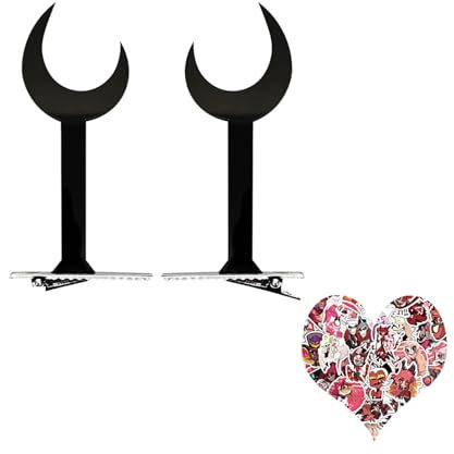 XHBTS Alastorr schwarze Hörner und rote Sonnenbrille und Aufkleber Cosplay Kopfbedeckung Zubehör Set (Teufelshörner+Aufkleber)