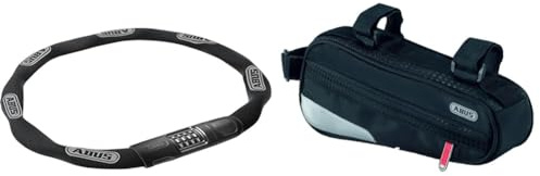 ABUS Kettenschloss 8808C - stabiles Zahlenschloss aus speziell gehärtetem Stahl & Fahrradtasche Oryde ST 2200 - Rahmentasche mit Klettbandverschluss