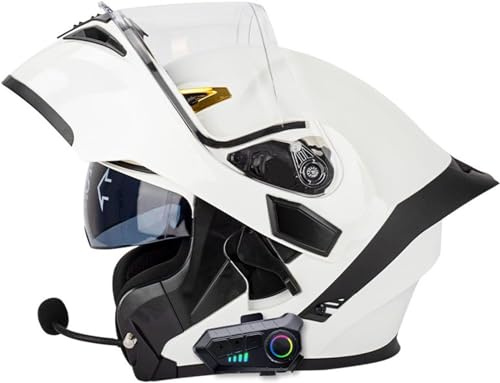 Motocicleta Todoterreno Crash Bluetooth Cascos,con Doble Antiniebla Visera Casco,ECE Homologado,Bluetooth Integrado Cascos de Motocicleta,con un Micrófono Incorporado Ligero,Casco de Moto Modular