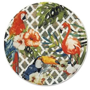 Excelsa Tropical Chic Lot de 6 assiettes à pizza, diamètre 31 cm, porcelaine, multicolore