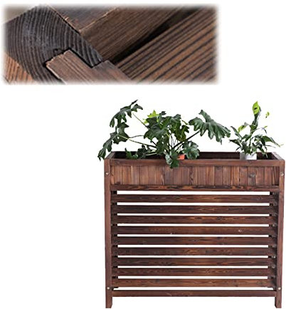 GLFNB Lamellen-Klimaanlagenabdeckung, Blumenständer aus Holzgitter zum Verstecken der Außenklimaanlage mit Blumentrog-Dekoration, Lagerregal, wetterbeständiges Präsentationsregal, Fallschutz (C