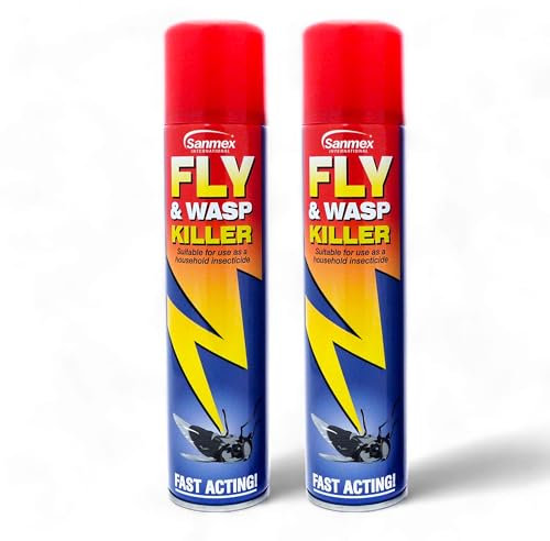 Sanmex 2-Pack Fly & Wasp Killer Insecticide Fast-Acting Pest Aerosol Spray (300ml)