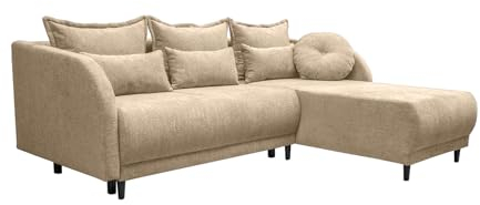 Ares Meble Rechts Ecksofa Cameron - Modernes L-Sofa 3-sitzer - Wohnzimmer Sofa - Beige Samt