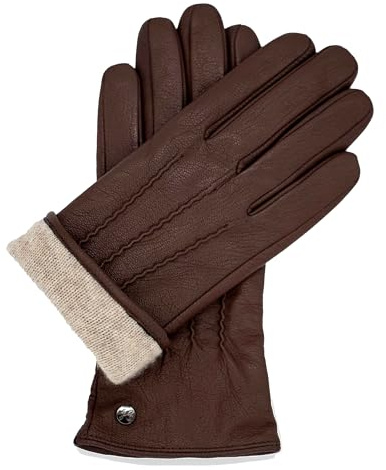 Hand Gewand by Weikert CHARLIE – Nappa-Herrenlederhandschuhe aus Ziegenleder mit feiner Kaschmir-Wolle Fütterung und Touchfunktion; Herren Lederhandschuhe; Winter, gefüttert, leather gloves braun