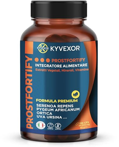 KYVEXOR ProstFortify Integratore Prostata Uomo 10 in 1 | Serenoa Repens/Saw Palmetto, Pygeum Africanum, Curcuma, Zinco, Vitamina C, D3 | Prostate Support, Benessere Prostatico e Vie Urinarie.