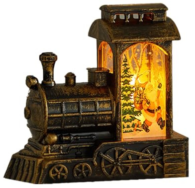 jopiuieo Estatua del tren del globo de nieve de Navidad,Globo de nieve del tren de Navidad iluminado - Linterna LED de mesa Globo de nieve Tren navideño | Centros de mesa de vacaciones de invierno con