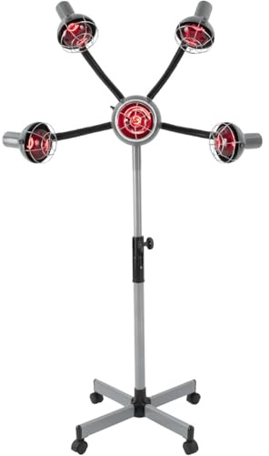 LZDOYY 5-Kopf-Infrarot-Friseursalon-Lichter, 5-Kopf-Friseursalon-Licht Infrarot-Haarfärbeprozessor-Maschine Heizlicht Rollkopflampe Flexible Armräder,Silver