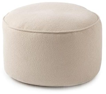 Lumaland sittsäck Pouf från teddy-serien | inomhuspall med fyllning | kompakt fåtölj inklusive EPS-pärlor | 3 i 1: sittdyna, bord och fotpall | bönpåse – liten och fluffig | Ø 25 x 45 cm