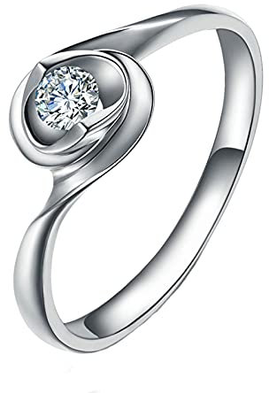 Bishilin Diamant Ring Damen Platin 950, Verlobung Ring Herz mit Diamant 0.12ct Solitärring Hochzeitsringe Trauringe Nickelfrei für Frauen Größe 53 (16.9)