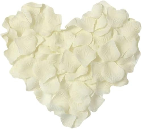 NTRUXZP 1000 Pétales de Blanc Artificiels, Pétales de Rose Artificielle Blanc en Soie Décoration Romantique pour La Saint Valentin, Déco Fiançailles et Mariage