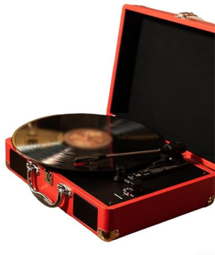 Hasaller Tourne-disque vinyle portable rétro avec haut-parleurs intégrés, phonographe vintage, tourne-disque à dents bleues, entraînement par courroie (B)