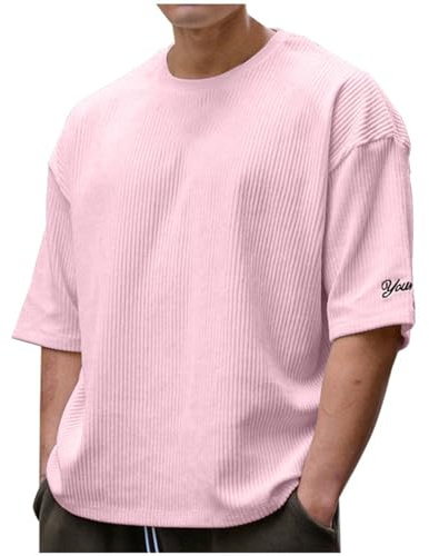 T-Shirt pour Homme Oversize uni Coupe Large Chemise à Manches Courtes Maillot Tee pour Jogging Musculation Moulant Basic Polyvalent Ajustée T-Shirts de qualité supérieure avec Design