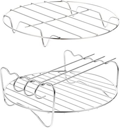 CIYODO Rejilla de Vapor para Freidora de Aire Juego de 2 Piezas de Parrilla de Doble Capa Acero Inoxidable Accesorios de Cocina para Cocinar Multifuncional