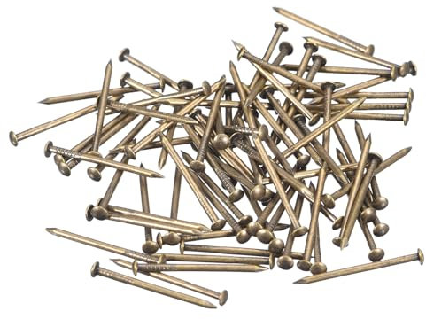 sourcing map 280Pcs Small Tiny Nails 1.2x20mm(DXL) Tiny Brass Nails Hardware Round Head Brass Nail for Wooden DIY Projects Decorative Boxes Household, Bronze Tone