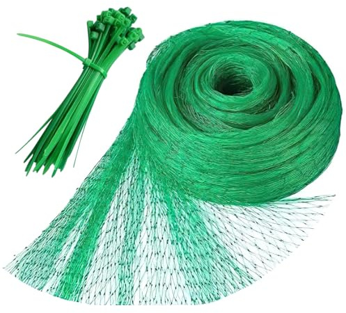 VEGCOO Malla Antipajaros 6 * 10m/4 * 8m, Red Antipájaros de Nylon, Seguridad para Gatos Protección, Malla Protección de Frutas Plantas Verduras Jardín, Viene con 100 Sujetables Plástico (6 * 10m)