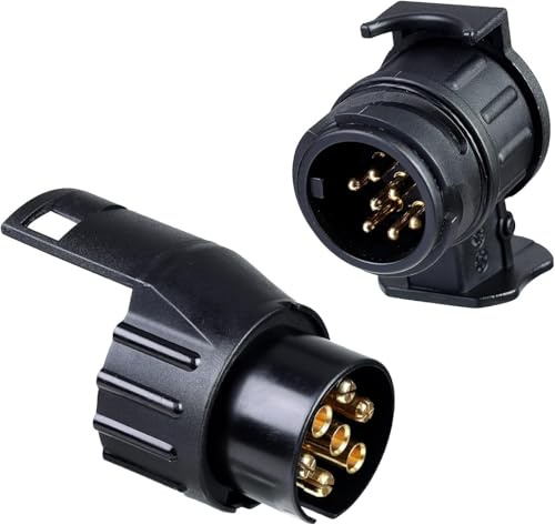 CYTGOUPER Set di 2 adattatori per rimorchio, ABS 12 V, adattatore rimorchio 7 su 13 poli e adattatore spina 13 su 7 poli per rimorchi auto, auto, camion, rimorchio, roulotte