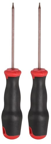 QUARKZMAN 2pcs Tournevis T6 Torx 6.3 Tournevis Magnétiques 3.35 Acier Allié S2 Traité Thermiquement Avec Poignée Ergonomique Pour Réparation DIY, Marron Rouge