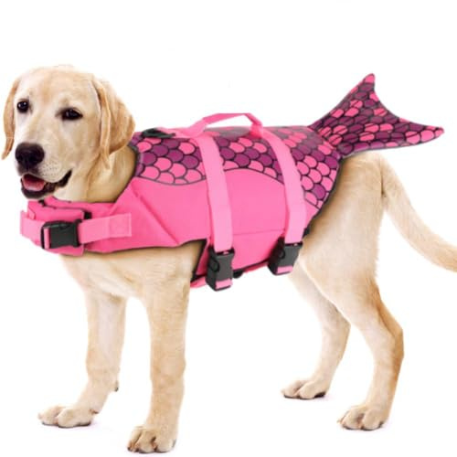 Syzplnwy Schnell trocknende verstellbare Hundeschwimmweste – reflektierende Schwimmweste für kleine, mittelgroße Hunde, Katzen | Sicherheitsausrüstung für Schwimmen, Bootfahren und Training