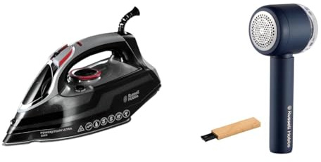 Russell Hobbs Wäschepflege-Set: Dampfbügeleisen [3100W, 210 g Extra-Dampfstoß] Bügeleisen Power 20630-56 + Fusselentferner [Leicht & Kompakt] Revive 27660-56