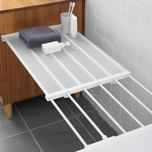 Generisch Verstellbares Teleskop-Regal mit Stange, 24 cm, Edelstahl, für Schrank, Kleiderschrank, Bad, Küche,Nagelfrei Teleskop Regaltrenner,Verstellbare Länge (30-40cm)