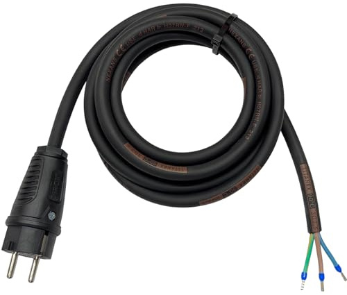 NWP 3m Schuko-Anschlussleitung 230V 16A IP54 TITANEX® H07RN-F 3G2,5, Gummischlauchleitung mit Aderendhülsen