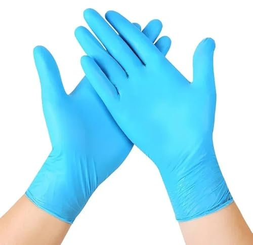 10 pezzi Guanti in nitrile monouso da cucina in lattice laboratorio protettivi for la pulizia della casa, neri(Blue,M)