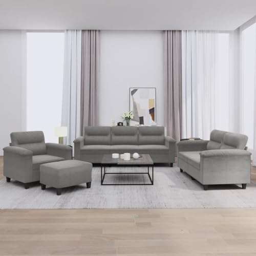 Willood 4-TLG. Sofagarnitur mit Kissen Dunkelgrau Mikrofasergewebe