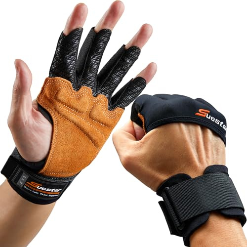 SueStar Gym Handschuhe Trainingshandschuhe, 3/4 Fingerschutz, Handpolster