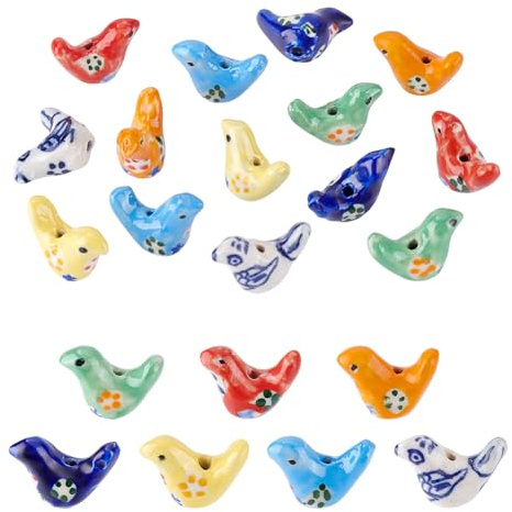 PH PandaHall 14 Stück 7 Farben Taube Porzellanperlen mit Flowernmuster 20mm x14mm Porzellan Tier Anhänger Glänzender Glanz Mischfarben für DIY Schmuckherstellung