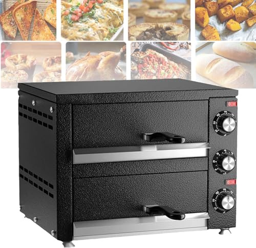 XSDAJSD Forno per Pizza da Tavolo, Forno per Pizza a 2 Livelli, Forno Elettrico per Pizza Multiuso per Interni, Forno per Pizza Commerciale in Acciaio Inox con Timer per casa, Ristorante Commerciale