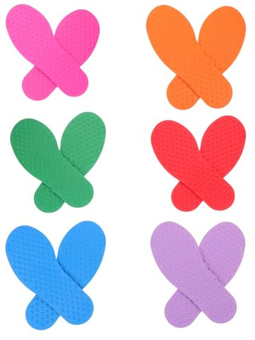 ibasenice 6 Pares Marcadores de Piso con Huella de Goma para Tapetes Sensoriales Coloridos para Aula Aire Puntos Antideslizantes para Alfombra Entrenamiento de Equilibrio y Agilidad Infantil