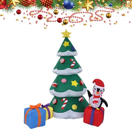 Aufblasbarer Weihnachtsbaum Outdoor,1.8 Meter Beleuchteter Aufblasbarer Weihnachtsbaum Für Feiern, Aufblasdekoration Gartendekoration Integrierte LED-Beleuchtung | Für Indoor Garten Terr