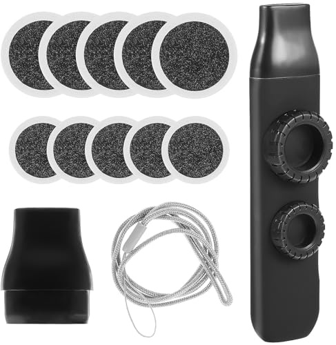 Kisangel Doppelloch Kazoo aus ABS Tritan mit Ersatzmembran Silikon Schwarz Tragbares Blasinstrument für Erwachsene mit Trageband Einfach Spielbar