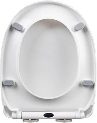 White Toilet Seats 42x34cm, D Shaped Soft Close Toilet Seat with 360° Adjustable Hinge, Quick Release, Easy Top Fixing, PP Toilet Cover for Family Bathroom